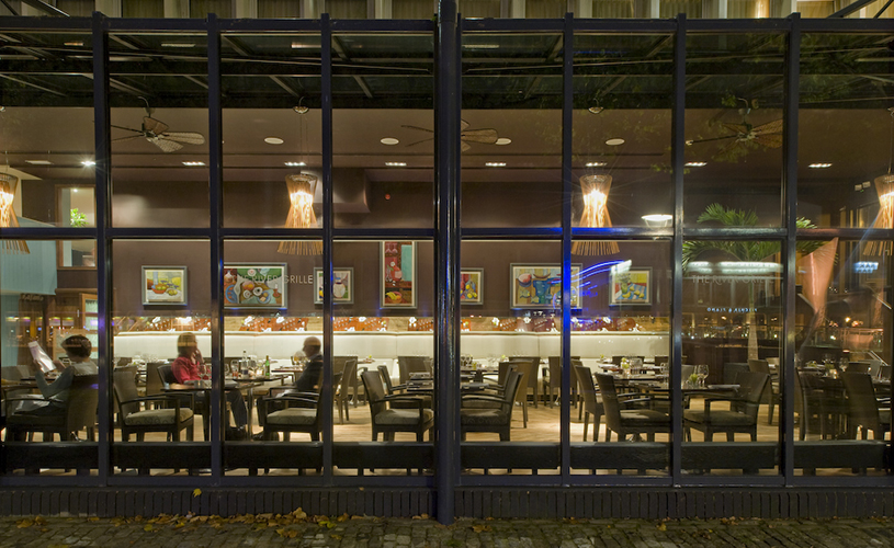 Glass windows of restaurant